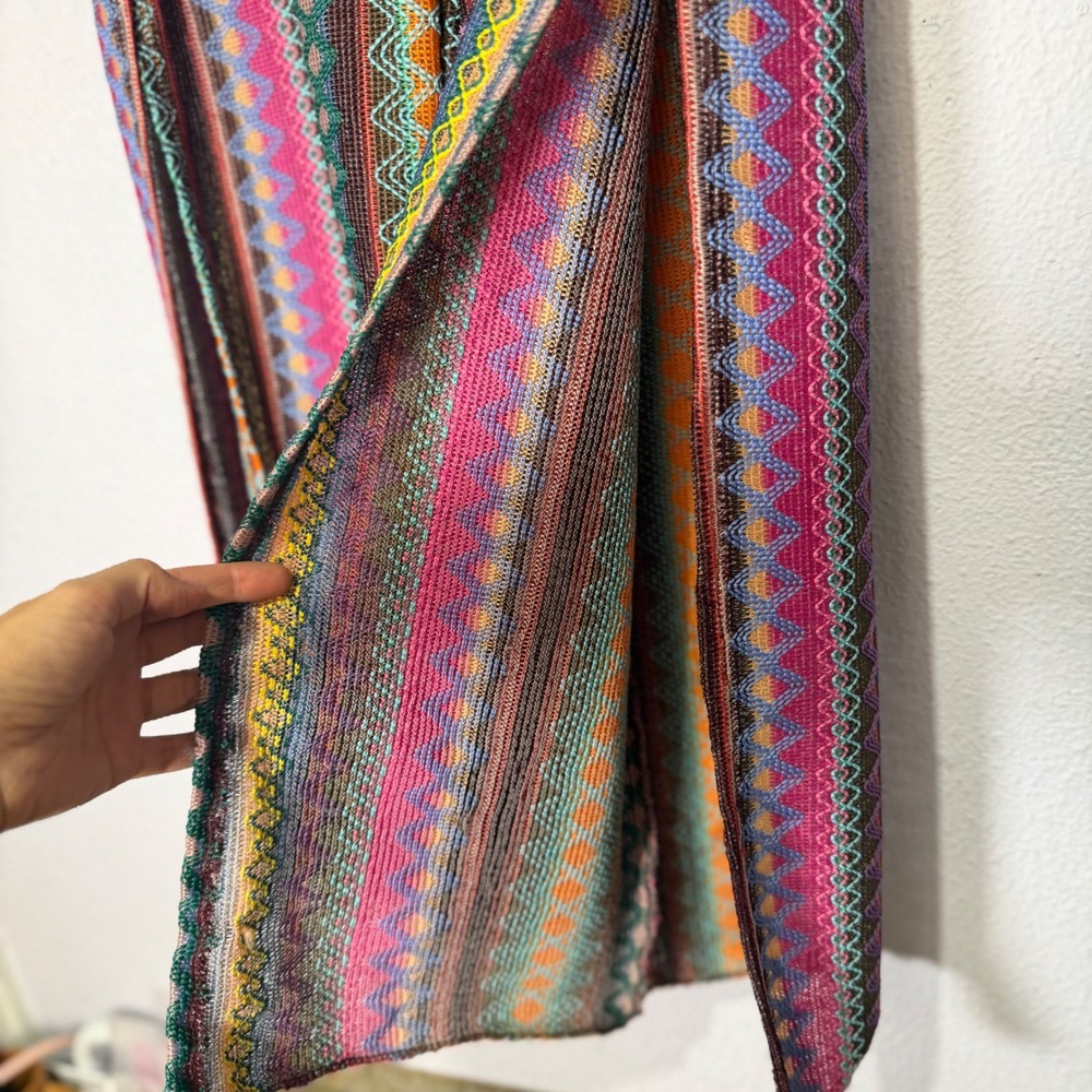 Becca by Rebecca Virtue Boho Festival Knit Pants Side Slit Colorful S/P Striped - Picture 3 of 9